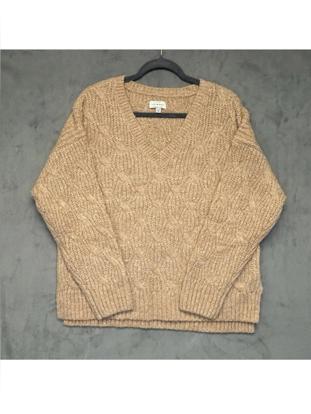 NEW Lucky Brand Sweater Womens Pullover Boxy Cable Classic Preppy Size Large